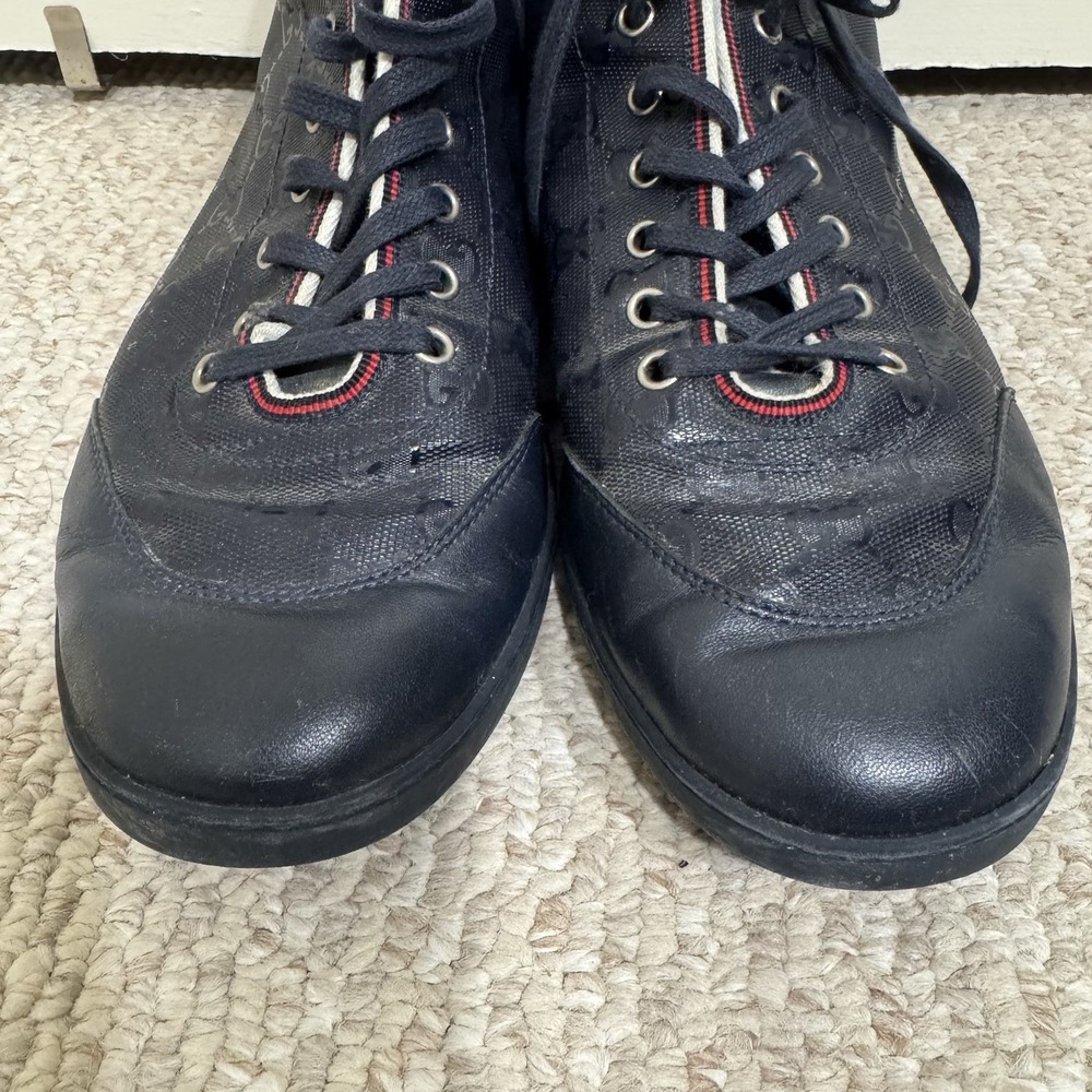 Gucci Men's Navy Blue GG Impreme Canvas 268687 High-top Sneaker 8.5 (US 9.5) - Picture 9 of 12